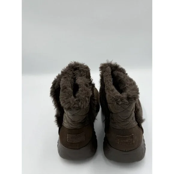 Skechers Goga Mat Brown Faux Suede Ankle Boots Faux Fur Lined Women's 6.5 - Picture 4 of 8